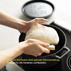 KIVY Faitout En Fonte émaillée Avec Couvercle Grill + Couvercle En Silicone [5,2 L - 26 Cm] - Pour Tous Feux Et Induction - Plat à Rôtir Cocotte En Fonte Avec Couvercle Allant Au Four - Cocotte En Fonte -Fournitures De Cuisine Boutique 1200x1200 851