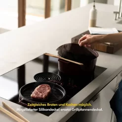 KIVY Faitout En Fonte émaillée Avec Couvercle Grill + Couvercle En Silicone [5,2 L - 26 Cm] - Pour Tous Feux Et Induction - Plat à Rôtir Cocotte En Fonte Avec Couvercle Allant Au Four - Cocotte En Fonte -Fournitures De Cuisine Boutique 1200x1200 852