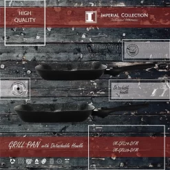 Imperial Collection: Poêle à Griller En Fonte Avec Revêtement En Marbre - ⌀ 28 Cm - Poignée Amovible - Pan Sans Couvercle - Poêle à Griller à Induction - Sans PFOA / PLOMB -Fournitures De Cuisine Boutique 1200x1200 858