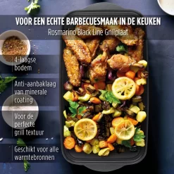 Rosmarino Black Line - Plaque Grill - 46cm -100% Sans PFAS & PFOA - Fonte D'aluminium - Revêtement Minéral Antiadhésif - Convient à Tous Feux & Lave-vaisselle -Fournitures De Cuisine Boutique 1200x1200 866