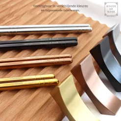 House Of Husk ™ - Set De Baguettes En Métal Argent - 5 Paires De Baguettes Coréennes - Acier Inoxydable - Métal - Baguettes - Coréen - Va Au Lave-vaisselle - Baguettes De Sushi - Nouilles -Fournitures De Cuisine Boutique 1200x1200 89