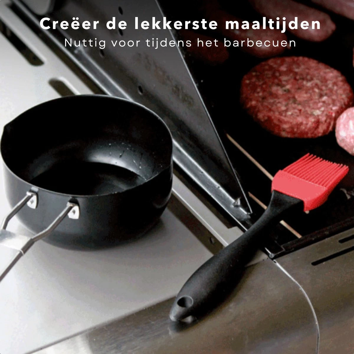 Cheqo® Casserole BBQ En Acier Inoxydable Avec Brosse à Sauce - Casserole Pour Barbecue - Casserole Avec Brosse - ø11.5cm - Brosse En Siliconen 4 Cheqo® Casserole BBQ En Acier Inoxydable Avec Brosse à Sauce - Casserole Pour Barbecue - Casserole Avec Brosse - ø11.5cm - Brosse En Siliconen – Image 4