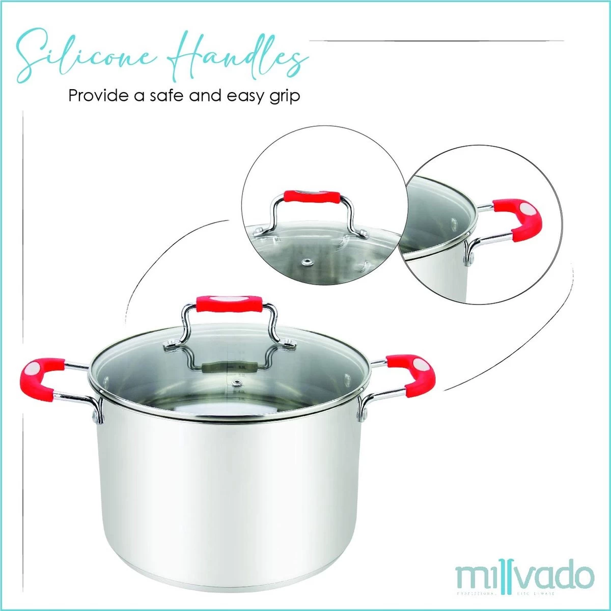 Millvado Urban Collection - Marmite En Acier Inoxydable - Marmite à Soupe De 3,8 Litres Avec Couvercle - Faitout Ø 20 Cm 2 Millvado Urban Collection - Marmite En Acier Inoxydable - Marmite à Soupe De 3,8 Litres Avec Couvercle - Faitout Ø 20 Cm – Image 2