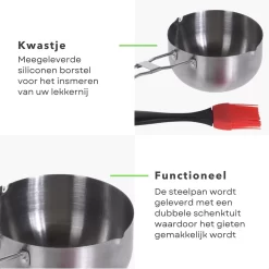 Cheqo® Acier Inoxydable BBQ Casserole - Casserole Pour Barbecue - Casserole Avec Brosse - ø11.5cm - Brosse En Siliconen -Fournitures De Cuisine Boutique 1200x1200 949