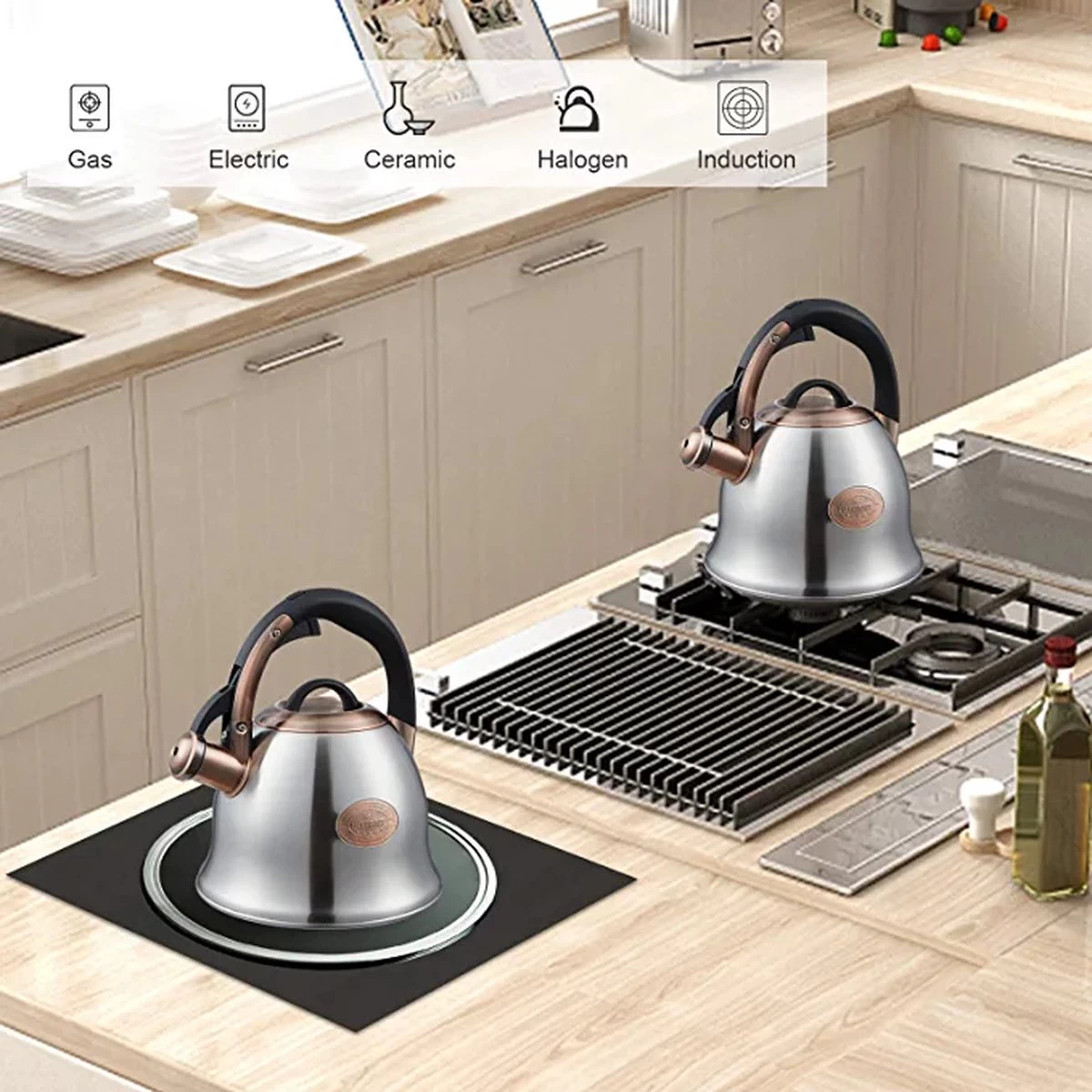 Ketel Sifflante, Bouilloire Sifflante En Acier Inoxydable De 2,2 L Avec Poignée Résistante à La Chaleur, Bouilloire Sifflante Pour Tables De Cuisson à Induction 2 Ketel Sifflante, Bouilloire Sifflante En Acier Inoxydable De 2,2 L Avec Poignée Résistante à La Chaleur, Bouilloire Sifflante Pour Tables De Cuisson à Induction – Image 2