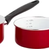 Lite-Body - Back To Basics - Batterie De Cuisine - Émail - 2 Pièces - Casserole Ø 16cm Et Ø 18 Cm - Rouge Rubis