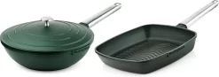 Batterie De Cuisine Westinghouse - Série Performance Poêle Wok 28 Cm + Poêle Grill 28 Cm - Vert