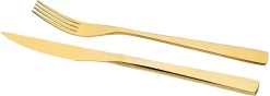 Couverts Or Pour 6 Personnes, Couverts Dîner 30 Pièces, Acier Inoxydable Plaqué Or Titane Et Poli Brillant, Épaisseur 4 Mm Et Couteau à Steak. Une Ménagère Moderne Pour 6 Personnes -Fournitures De Cuisine Boutique 1200x428