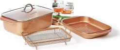 Livington Copperline WonderCooker - Ensemble De Cuisine 14 En 1 - Casserole, Poêle à Griller, Mijoteuse Et Plus - Ensemble De Cuisine Pour Tous Les Types De Cuisinières, Y Compris L'induction
