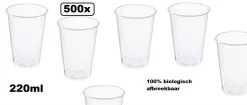500x Verre De Limonade 220 Ml Nouvelle Génération - 100% Biodégradable à Boire Limonade Soda Eau Cola Carnaval Fête à Thème Festival