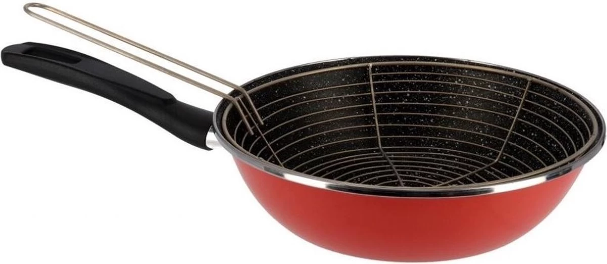 Friteuse/friteuse Inox/émail Tous Feux - Rouge 27 Cm - Frire Sur Gazinière Ou Plaque De Cuisson 1 Friteuse/friteuse Inox/émail Tous Feux - Rouge 27 Cm - Frire Sur Gazinière Ou Plaque De Cuisson
