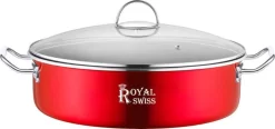 Royal Swiss Groot Casserole à Induction 40cm - Ensemble De Poêles Avec Revêtement Antiadhésif Et Couvercle En Verres