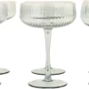 Coupes à Champagne Orange85 - 6 Pièces - Relief - Nervuré - Verre Fumé - Grijs - Flûtes à Champagne - Martini - Verres à Cocktail