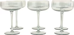Coupes à Champagne Orange85 - 6 Pièces - Relief - Nervuré - Verre Fumé - Grijs - Flûtes à Champagne - Martini - Verres à Cocktail