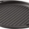 Poêle à Griller En Fonte De Lava - Ø24 Cm - Ronde - Zwart- Convient à Toutes Les Sources De Chaleur - Poêle à Barbecue - BBQ