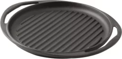 Poêle à Griller En Fonte De Lava - Ø24 Cm - Ronde - Zwart- Convient à Toutes Les Sources De Chaleur - Poêle à Barbecue - BBQ