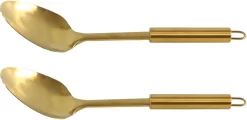 2x Cuillères De Service / Cuillères à Sauce En Acier Inoxydable Or 32 Cm - Chips De Légumes - Servir Légumes / Sauce - Ustensiles De Cuisine 2 Pièces