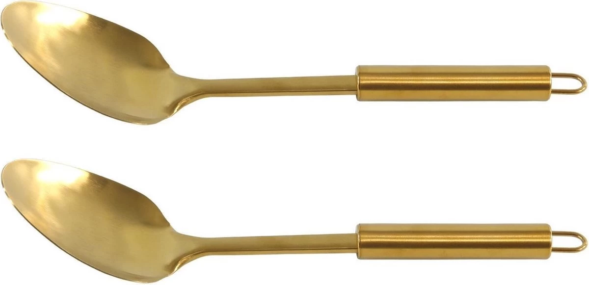 2x Cuillères De Service / Cuillères à Sauce En Acier Inoxydable Or 32 Cm - Chips De Légumes - Servir Légumes / Sauce - Ustensiles De Cuisine 2 Pièces 1 2x Cuillères De Service / Cuillères à Sauce En Acier Inoxydable Or 32 Cm - Chips De Légumes - Servir Légumes / Sauce - Ustensiles De Cuisine 2 Pièces