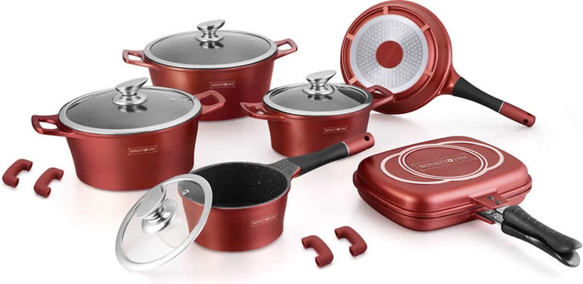 Ensemble De Casseroles Royalty Line - 15 Pièces - Couvercles - Y Compris Les Couvercles En Verres Et Les Poignées Amovibles - Bordeaux 1 Ensemble De Casseroles Royalty Line - 15 Pièces - Couvercles - Y Compris Les Couvercles En Verres Et Les Poignées Amovibles - Bordeaux