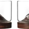 Verre à Whisky Aretica - Set De 2 - 250 Ml - Y Compris Sous-verre - Coffret Cadeau Whisky - Verres - Verres à Verres à Whisky - Marron - Glas - Bois - 7,3 X 7,3 X 7 Cm