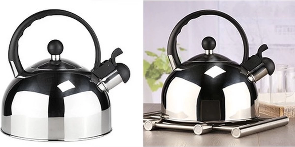 Bouilloire / Bouilloire Sifflante En Acier Inoxydable 2,5 Litres Argent / Noir - Bouilloire - Bouilloires Sifflantes - Eau Bouillante 2 Bouilloire / Bouilloire Sifflante En Acier Inoxydable 2,5 Litres Argent / Noir - Bouilloire - Bouilloires Sifflantes - Eau Bouillante – Image 2