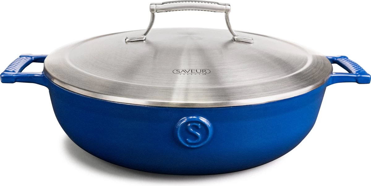 Saveur Selects Voyage Series - Poêlon - 30cm - Avec Couvercle Léger Double Paroi - Blauw Classique - Convient Pour Induction - Sans PFAS - Garantie à Vie 2 Saveur Selects Voyage Series - Poêlon - 30cm - Avec Couvercle Léger Double Paroi - Blauw Classique - Convient Pour Induction - Sans PFAS - Garantie à Vie – Image 2