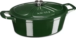 Cocotte En Fonte Navaris Avec Couvercle - Faitout - Poêle émaillée - Convient Pour La Cuisson à Induction, Gaz Et électrique - Ovale - Vert Foncé -Fournitures De Cuisine Boutique 1200x606 2
