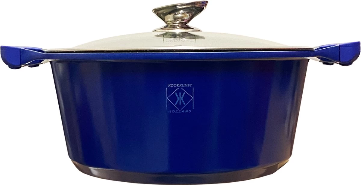 Kookkunst Holland Poêle à Induction 10 Pièces Avec Couvercles Et Poignées Froides En Silicone - Bleu 2 Kookkunst Holland Poêle à Induction 10 Pièces Avec Couvercles Et Poignées Froides En Silicone - Bleu – Image 2