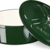 Cocotte En Fonte Navaris Avec Couvercle - Faitout - Poêle émaillée - Convient Pour La Cuisson à Induction, Gaz Et électrique - Ovale - Vert Foncé