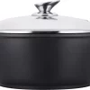 Luxe Swiss De Luxe - Pan à Frire - Poêle à Soupe - Ø 34 Cm - 10 Litres - Induction - Revêtement Antiadhésif - Avec Couvercle En Verres - Zwart