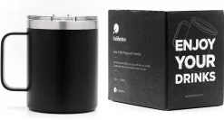 Balibetov 355 Ml Tasse à Café Isotherme à Emporter - Tasse à Café Isotherme En Acier Inoxydable à Emporter - Idéale Pour Les Voyages, Outdoor, Le Thé, Le Vin, La Bière Et Plus Encore (noir)