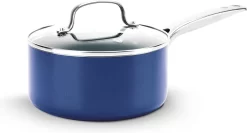 Casserole Avec Couvercle Diamond Blue – Revêtement Céramique Incrusté De Particules De Diamant – Ø18 Cm – Blauw – Casserole