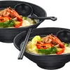 Lanbent 2 Ensembles (6 Pièces) Bol à Soupe Fenêtres , 1000 Ml, Grand Riz/nouilles Japonais Avec Cuillère Et Baguettes, Récipient De Stockage Des Aliments Pour Le Petit-déjeuner De Cuisine Pour Lave-vaisselle