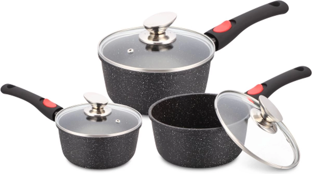 Ensemble De Casseroles 9 Pièces Satoshi Avec Revêtement Antiadhésif, Couvercle En Verre Et Poignées Amovibles Et Soft Au Toucher 1 Ensemble De Casseroles 9 Pièces Satoshi Avec Revêtement Antiadhésif, Couvercle En Verre Et Poignées Amovibles Et Soft Au Toucher