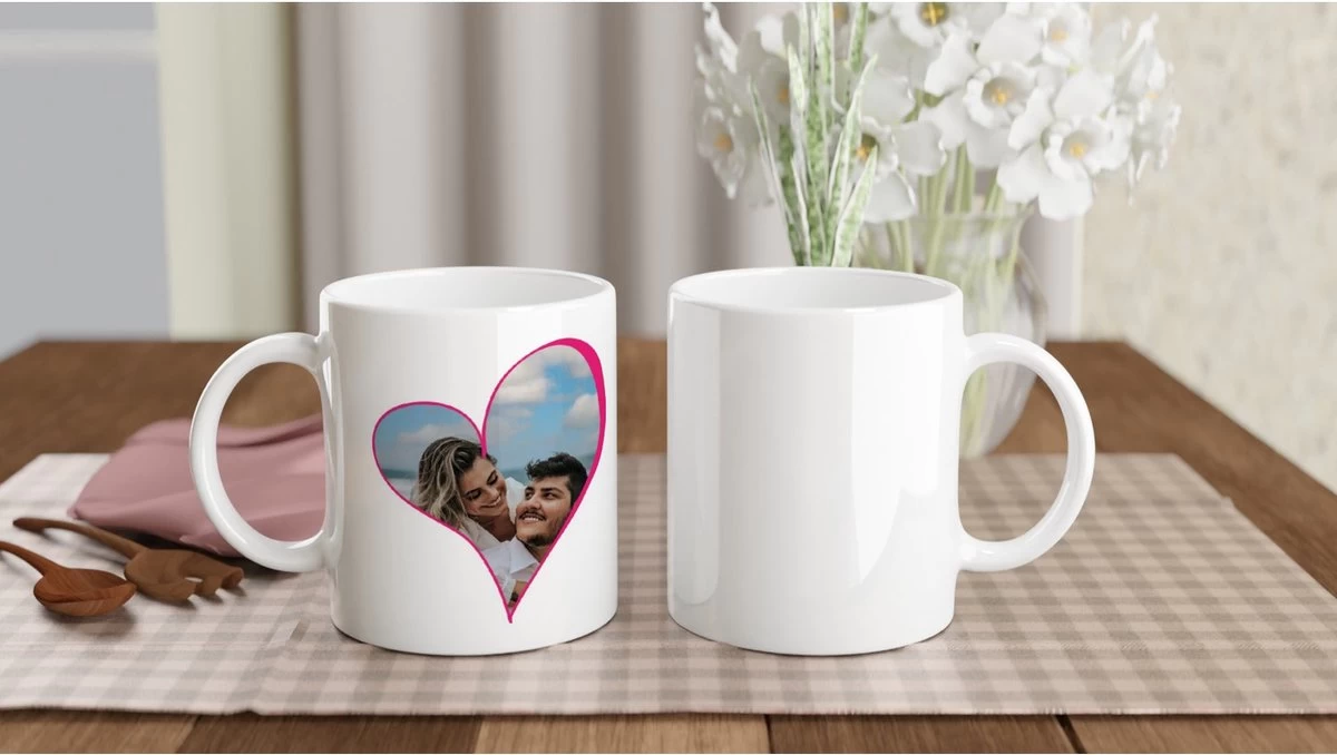 Tasse à Café Personnalisée Avec Photo En Cœur - Tasse à Café Witte 325 Ml - Avec Oreille - Céramique - Tasse à Thé - Verre à Thé 3 Tasse à Café Personnalisée Avec Photo En Cœur - Tasse à Café Witte 325 Ml - Avec Oreille - Céramique - Tasse à Thé - Verre à Thé – Image 3