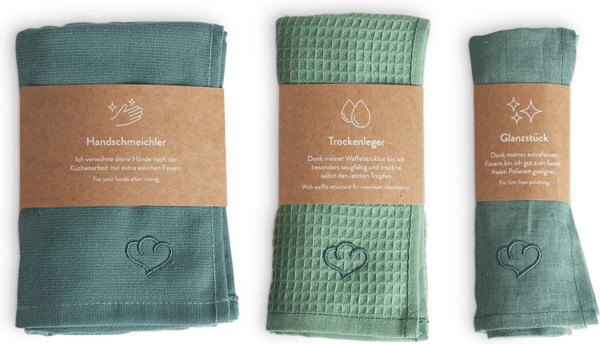 Springlane Set De Torchons 3 Pièces - Coton Et Lin - Torchon, Chiffon à Polir, Serviette à Main Mint 3 Springlane Set De Torchons 3 Pièces - Coton Et Lin - Torchon, Chiffon à Polir, Serviette à Main Mint – Image 3