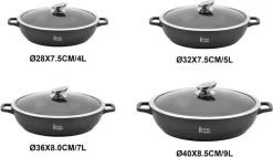 Marmite à Induction Royal Swiss 40cm 9L - Ensemble De Casseroles Avec Revêtement Antiadhésif Et Couvercle En Verres Revêtement En Pierre