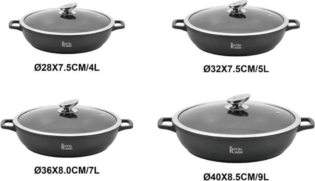 Marmite à Induction Royal Swiss 40cm 9L - Ensemble De Casseroles Avec Revêtement Antiadhésif Et Couvercle En Verres Revêtement En Pierre 1 Marmite à Induction Royal Swiss 40cm 9L - Ensemble De Casseroles Avec Revêtement Antiadhésif Et Couvercle En Verres Revêtement En Pierre