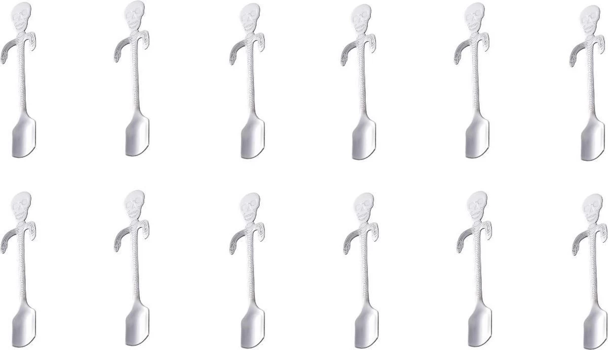 12 Cuillères à Café Squelette - Cuillère à Café En Acier Inoxydable - Cuillère à Thé Et à Café - Argent 1 12 Cuillères à Café Squelette - Cuillère à Café En Acier Inoxydable - Cuillère à Thé Et à Café - Argent