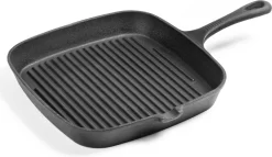 Poêle Gril En Fonte Daumonet - Poêle à Steak - 23,5 Cm - 2 Litres - Émail - Noir - Convient à Toutes Les Sources De Chaleur - Électrique - Gaz - Halogène - Induction - Céramique - Va Au Lave-vaisselle