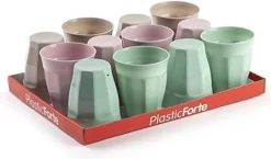 12x Pcs Verres à Boire / Verres à Limonade Colorés 250 Ml - Verres à Jus / Verres à Eau En Plastique Incassable Pour Enfants