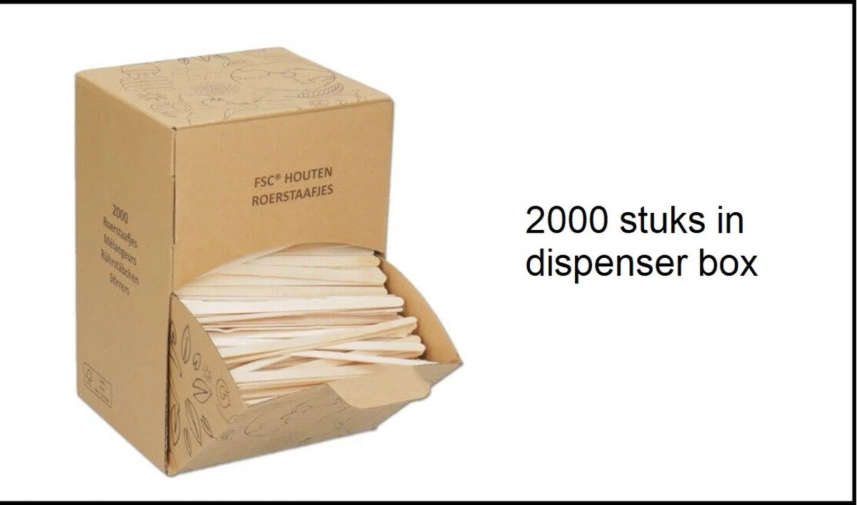 Agitateurs BIO 2000 Pièces En Bois Dans Une Boîte Distributrice - Bâtonnets à Mélanger Café Lait Sucre Bois Festival Fête à Thème Anniversaire Travail Cuillère 1 Agitateurs BIO 2000 Pièces En Bois Dans Une Boîte Distributrice - Bâtonnets à Mélanger Café Lait Sucre Bois Festival Fête à Thème Anniversaire Travail Cuillère