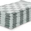 Set De Essuies De Vaisselle Blok Vert Foncé - 65x65 - Set De 6 - Carreaux - Bloc Serviettes - 100% Coton - Essuies De Vaisselle Horeca