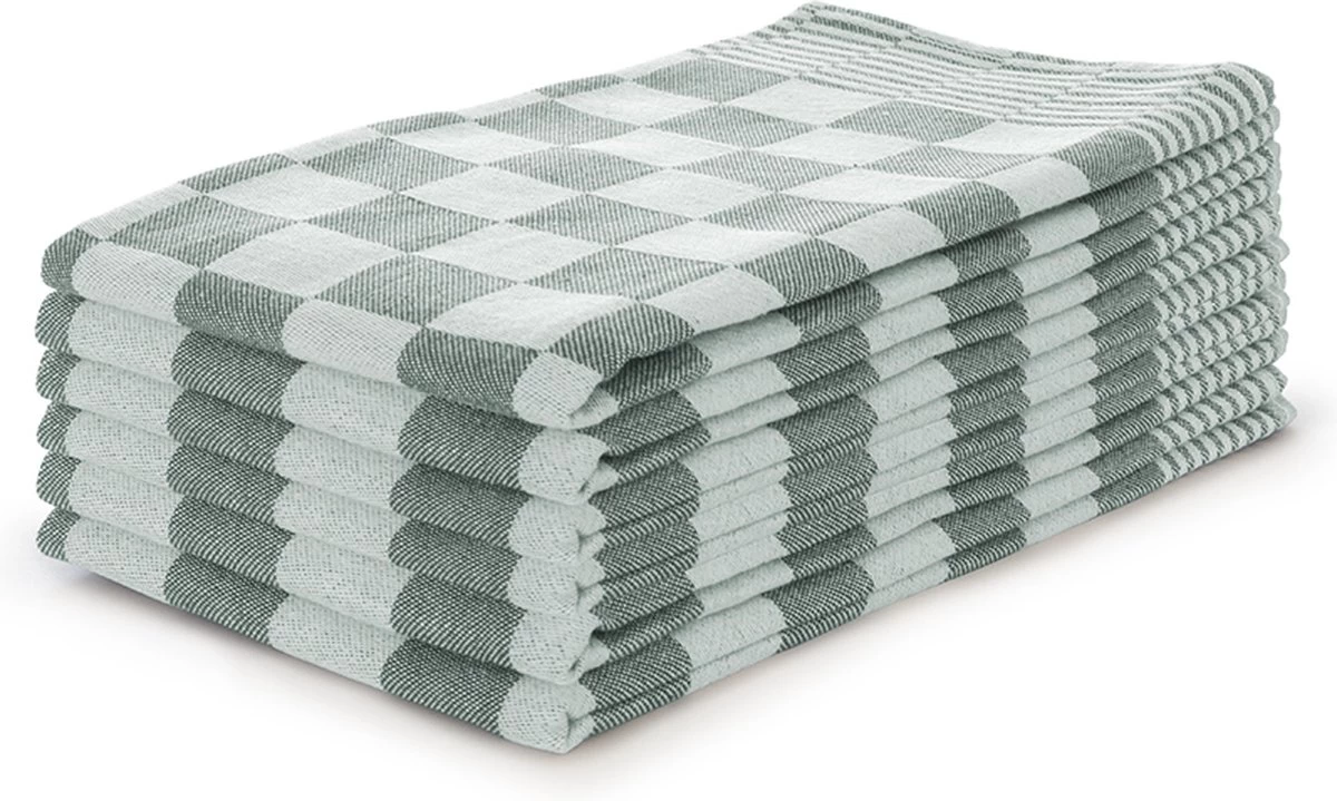 Set De Essuies De Vaisselle Blok Vert Foncé - 65x65 - Set De 6 - Carreaux - Bloc Serviettes - 100% Coton - Essuies De Vaisselle Horeca 1 Set De Essuies De Vaisselle Blok Vert Foncé - 65x65 - Set De 6 - Carreaux - Bloc Serviettes - 100% Coton - Essuies De Vaisselle Horeca