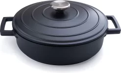 Cocotte Fonte Nuovva Avec Couvercle - 3,9L / 28cm - Revêtement Antiadhésif - Poignées Ergonomiques - Cocotte Passe Au Four - Idéale Pour La Cuisson Classique Cocotte Fonte 29 Cm - Convient à Toutes Les Sources De Chaleur