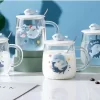 Glas à Thee à Café Avec Figure De Dauphin En Céramique Sur Le Couvercle Et Glas à Cuillère-gobelet - Tasse à Boire Imprimée Avec Dauphin