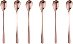 KELERINO. Cuillères à Latte Macchiato - Cuillères à Yogourt, à Dessert Ou à Café En Acier Inoxydable - 12 Pièces - Cuivre