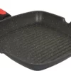 Satoshi - Poêle à Griller 28cm - Avec Poignée Amovible - Convient à L'induction - Avec Revêtement En Marbre Antiadhésif