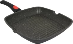 Satoshi - Poêle à Griller 28cm - Avec Poignée Amovible - Convient à L'induction - Avec Revêtement En Marbre Antiadhésif