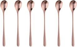 KELERINO. Cuillères à Latte Macchiato - Cuillères à Yogourt, à Dessert Ou à Café En Acier Inoxydable - 6 Pièces - Cuivre